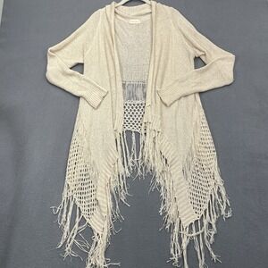 Altar'd State Cardigan Boho Ribbon Fringe Open Front Long Sleeve Womens Medium‎